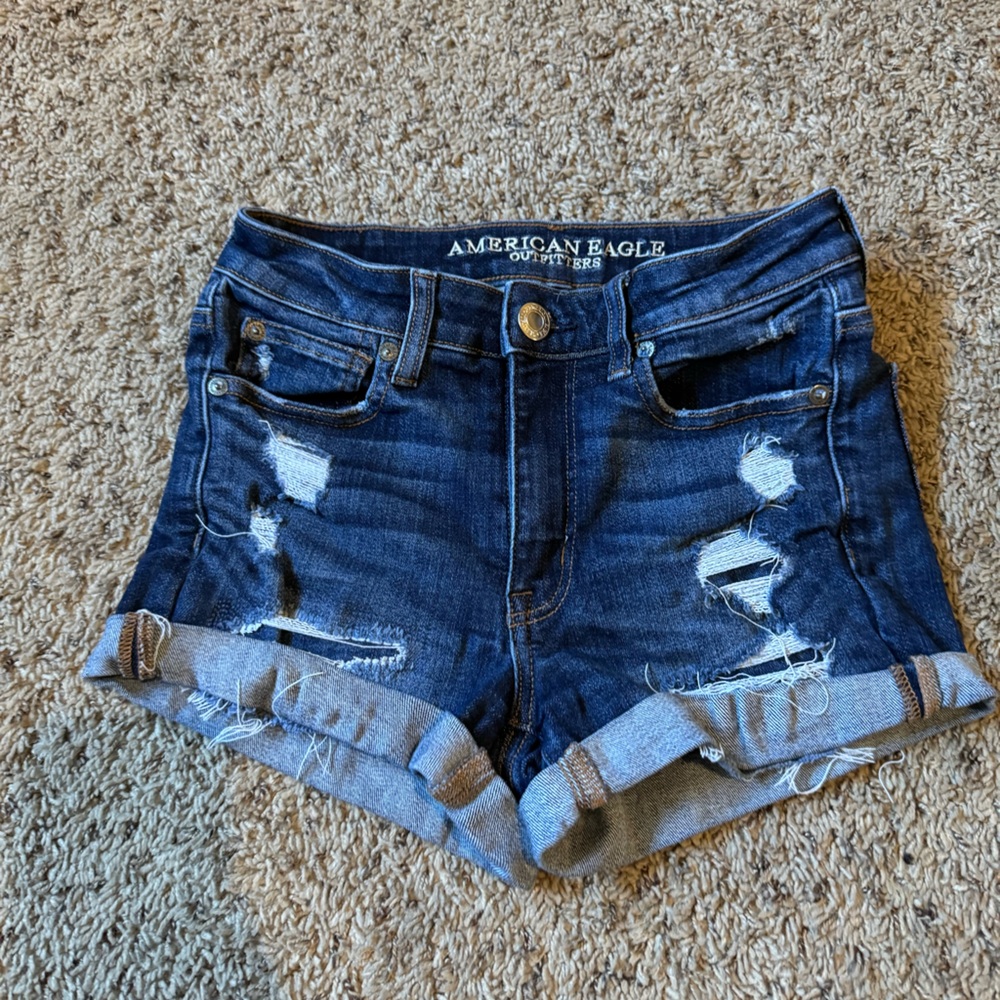 American Eagle Hi Rise Shortie Jean Shorts Size 2